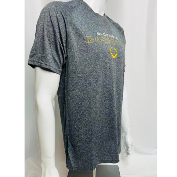 NWT! EvoShield Men's Ecomm Tech Baseball T-Shirt Blk/Gry Heather XL - Picture 3 of 6